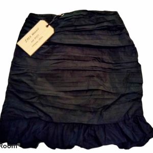 Zara black draped ruched ruffle mini skirt